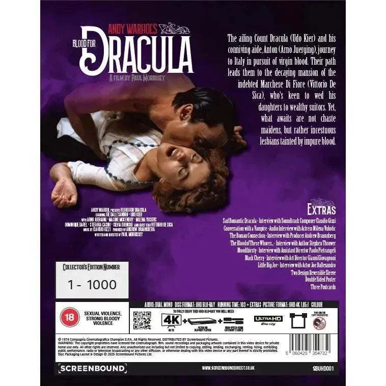 Blood For Dracula (1974) Limited Edition 4K UHD w/ Numbered Slipcover + Extras (Screenbound UK) - Image 3