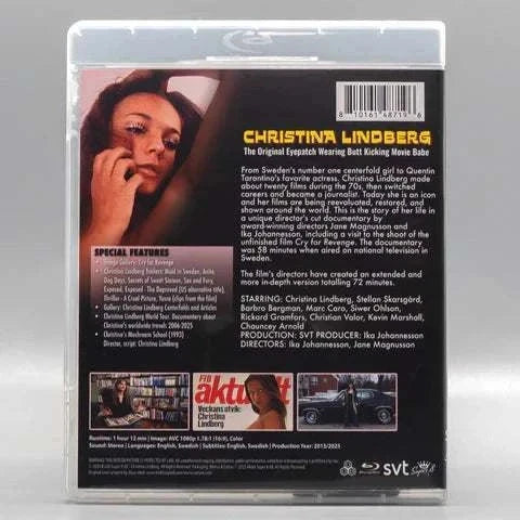 Christina Lindberg: The Original Eye Patch Wearing Butt Kicking Movie Babe Blu-Ray w/ Limited Edition Slipcover (Klubb Super 8) - Image 5