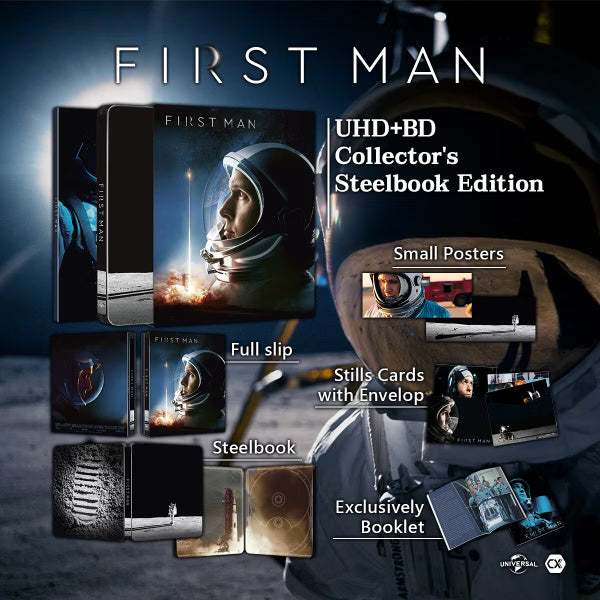First Man 4K UHD + Blu-Ray Limited Edition Full Slip w/ Steelbook + Extras (CX Media TW)