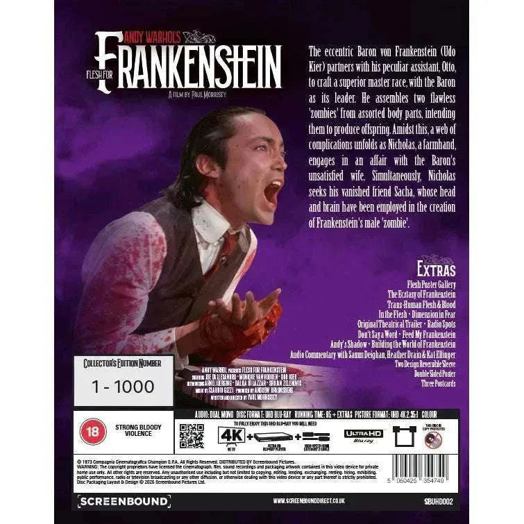 Flesh For Frankenstein (1973) Limited Edition 4K UHD w/ Numbered Slipcover + Extras (Screenbound UK) - Image 3