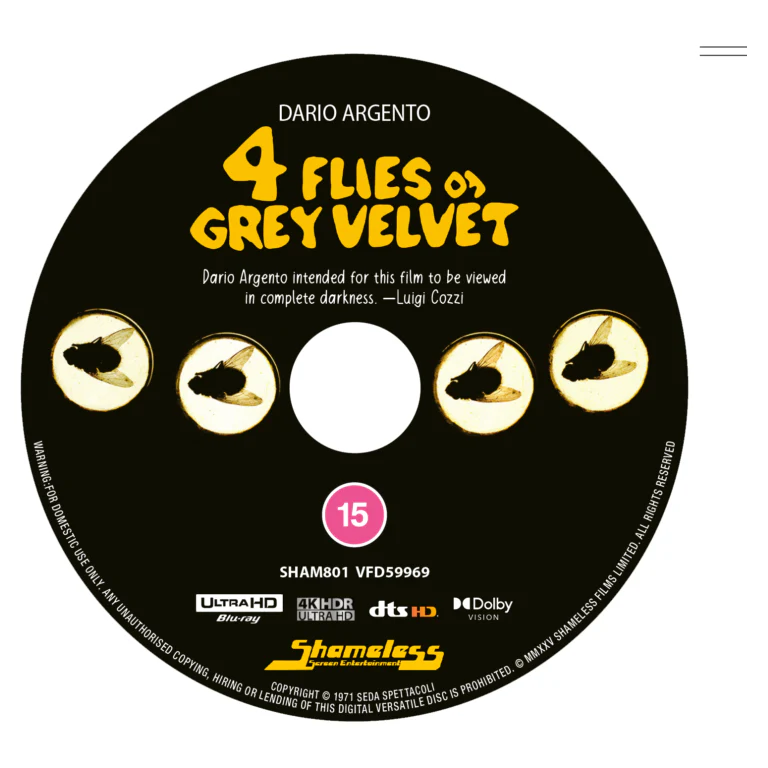 Four Flies On Grey Velvet Limited Collectors Edition 4K UHD (Shameless UK) w/ Slipcover + Extras - Image 5