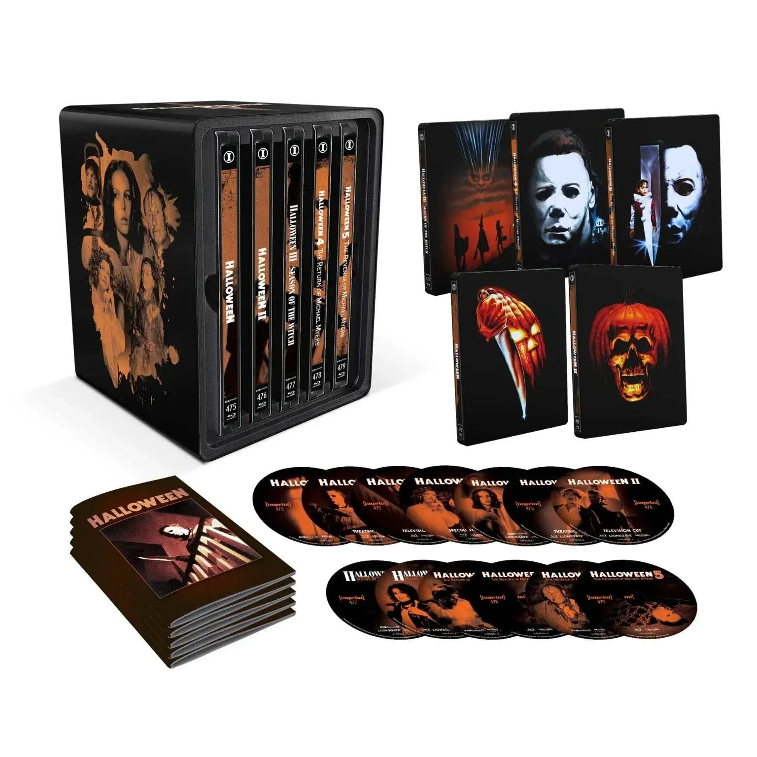 Halloween I – V (1978 – 1989) – 4K UHD + Blu-ray – Limited Edition SteelBook Library Collection (Imprint Films) [REGION FREE]
