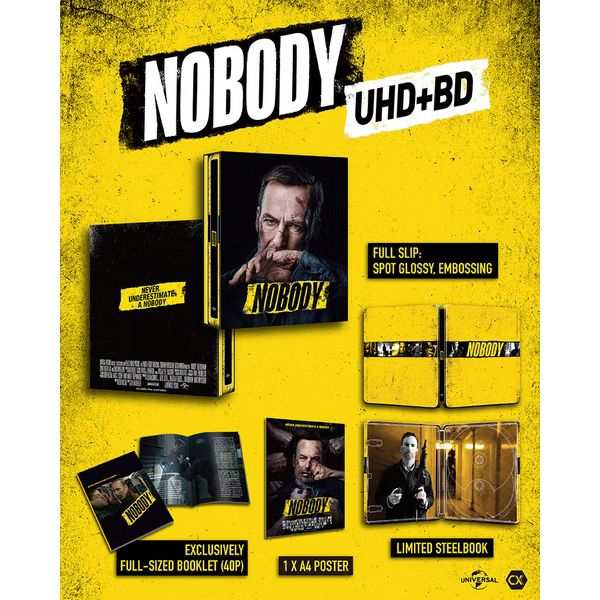 Nobody 4K UHD + Blu-Ray Limited Edition Full Slip w/ Steelbook + Extras (CX Media TW)