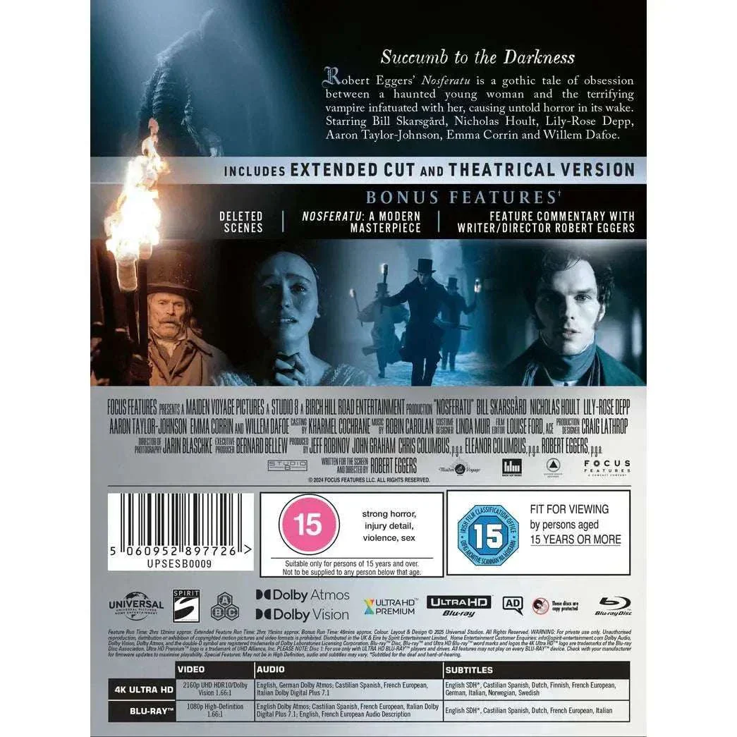 Nosferatu Limited Edition (UK) Steelbook Extended + Theatrical Versions 4K UHD + Blu-Ray (REGION FREE) - Image 3