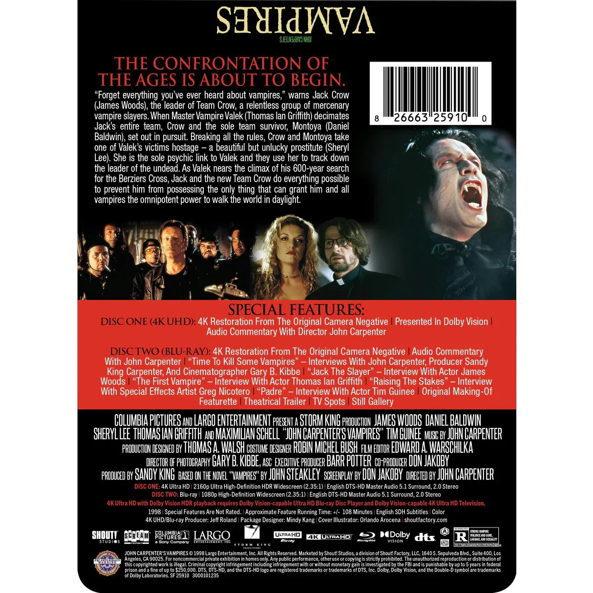 PRE-ORDER: John Carpenter's Vampires 4K UHD + Blu-Ray (Limited Edition Steelbook) [Scream! Factory] - Image 3