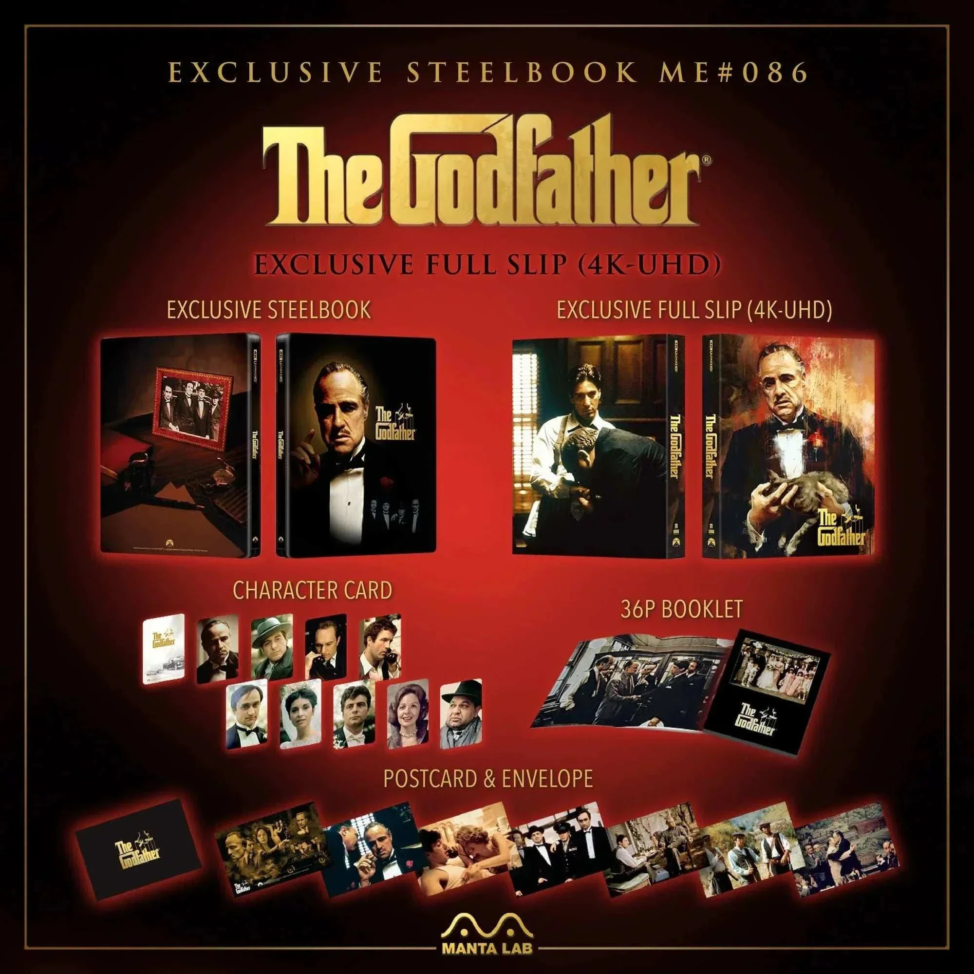 The Godfather Steelbook 4K UHD + Blu-Ray - Full Slip (Manta Lab ME #86) - Image 3
