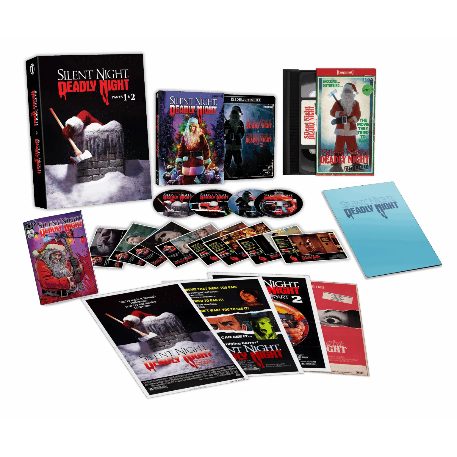 Silent Night, Deadly Night: Parts 1 + 2 (1984 / 1987) – 4K UHD + Blu-ray + VHS Limited Edition (Imprint Films) [REGION FREE/NTSC]