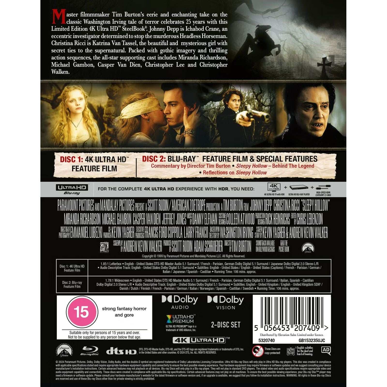 Sleepy Hollow Limited Edition (UK) Steelbook 4K UHD + Blu-Ray (REGION FREE) - Image 4