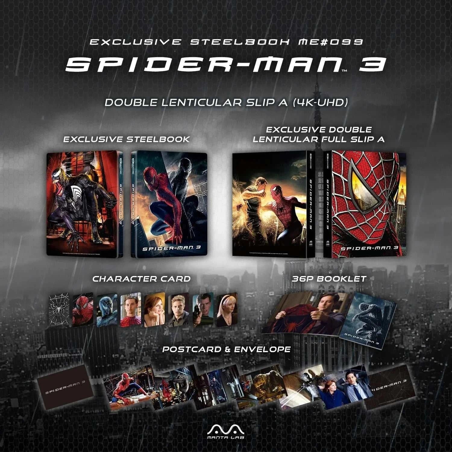 Spider-Man 3 (2007) [DOUBLE LENTICULAR - A] Steelbook 4K UHD + Blu-Ray (Manta Lab ME #99) - Image 3