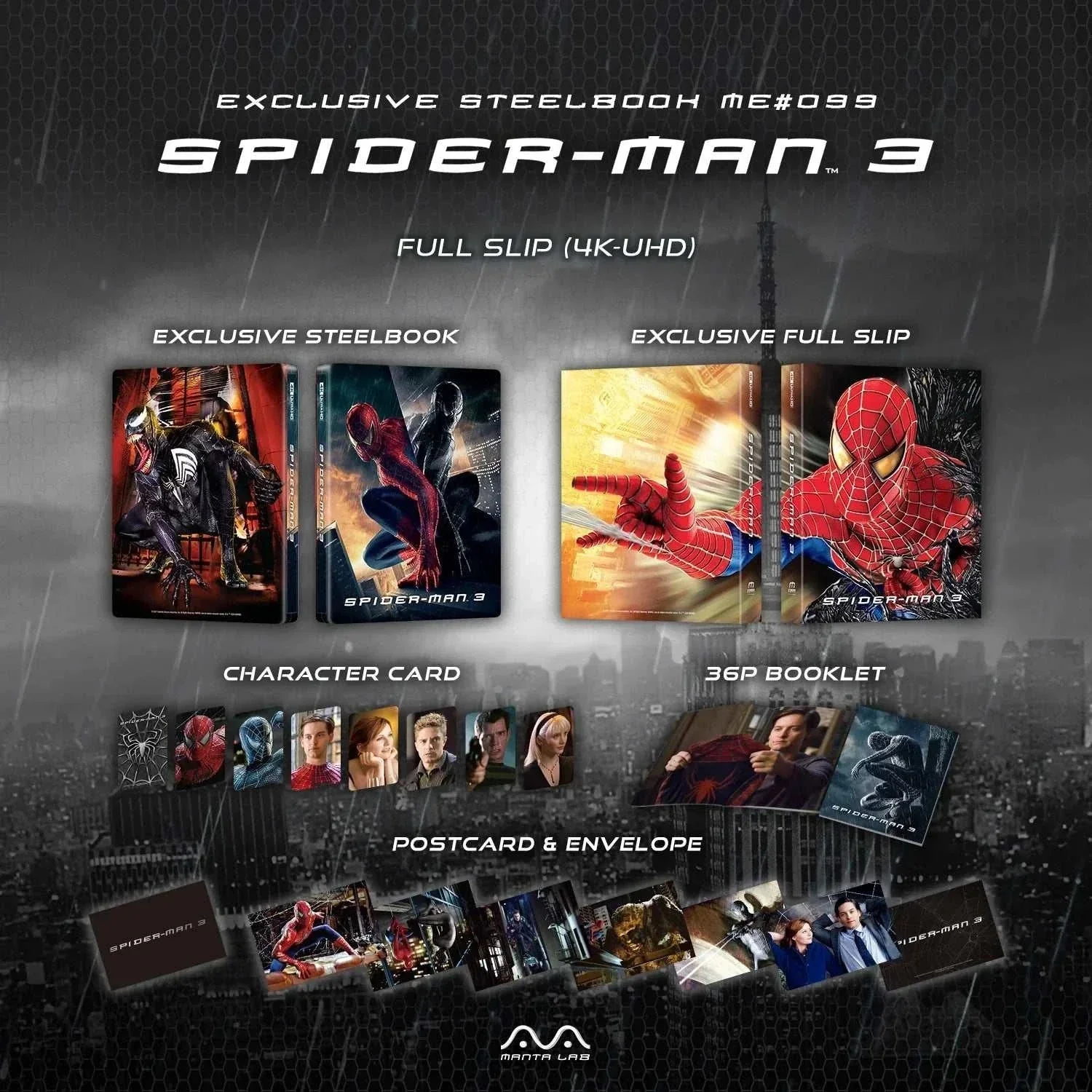 Spider-Man 3 (2007) [FULL SLIP] Steelbook 4K UHD + Blu-Ray (Manta Lab ME #99) - Image 3