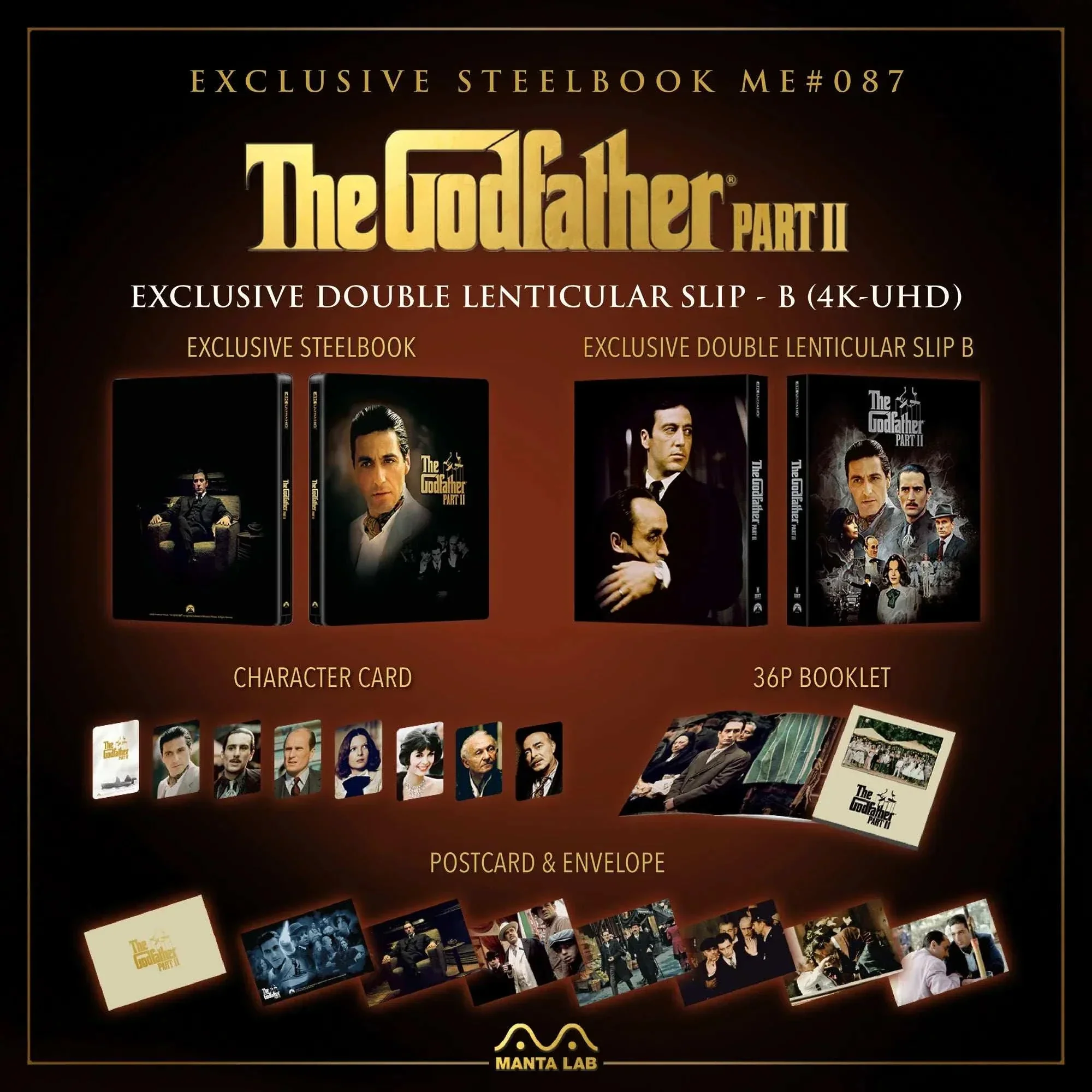 The Godfather Part II [DOUBLE LENTICULAR - B] Steelbook 4K UHD + Blu-Ray (Manta Lab ME #87) - Image 3