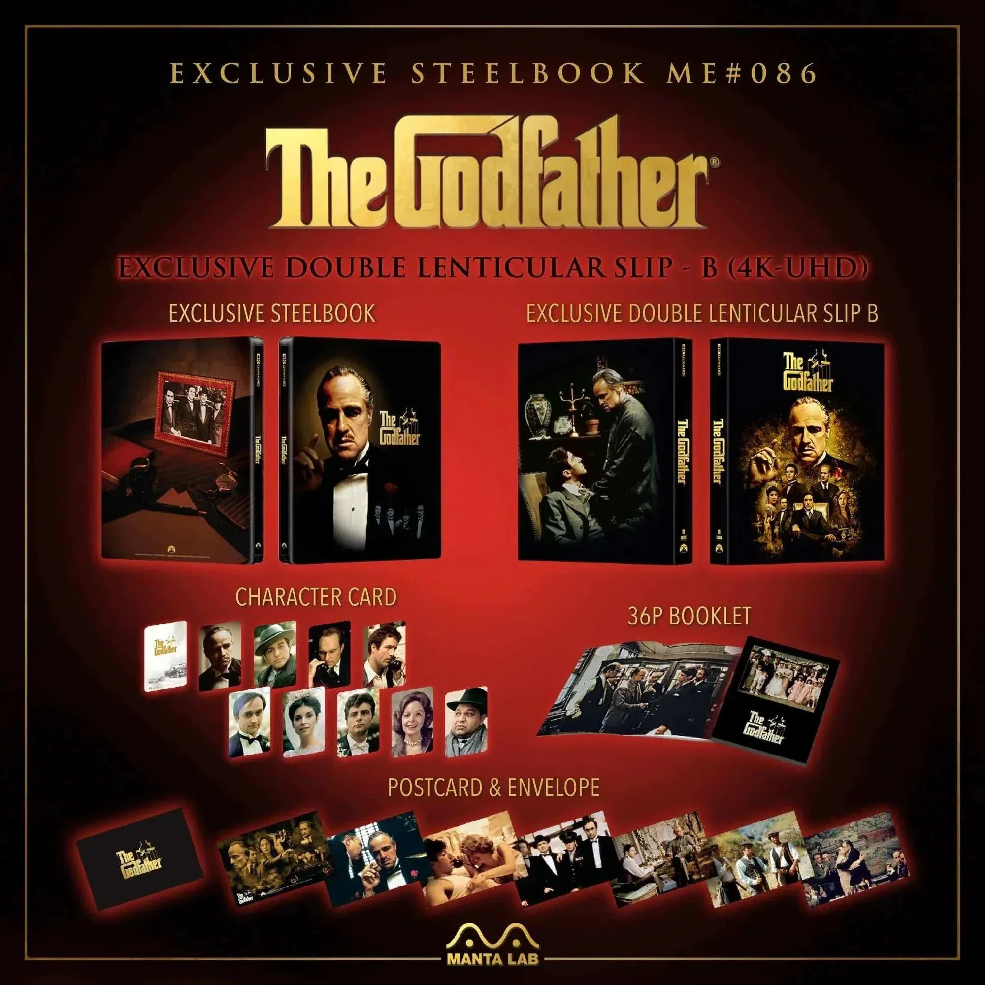 The Godfather Steelbook 4K UHD + Blu-Ray - Double Lenticular Full Slip-B (Manta Lab ME #86) - Image 3