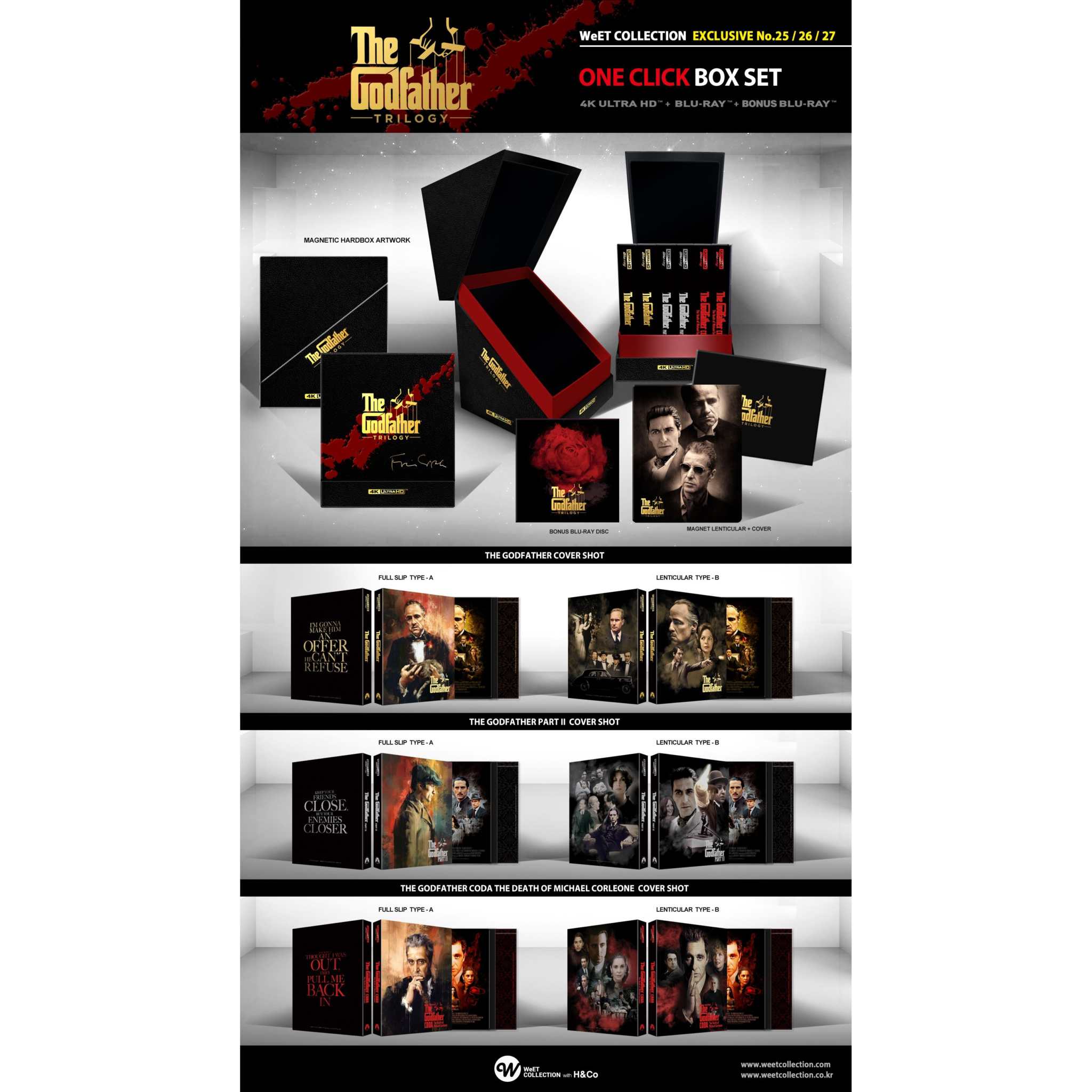 The Godfather Trilogy [ONE-CLICK] Steelbook 4K UHD + Blu-Ray (WeET Collection Exclusive No. 25, 26, 27)